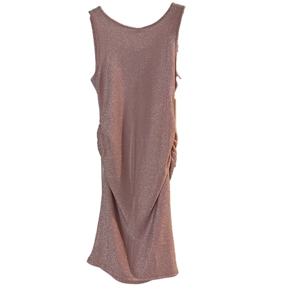 Pink sparkly lined tank dress NWT size S side gathers - Picture 2 of 9